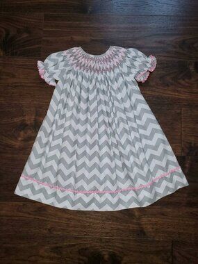 Sweet South Chevron Bishop Smocked Dress Size 12m